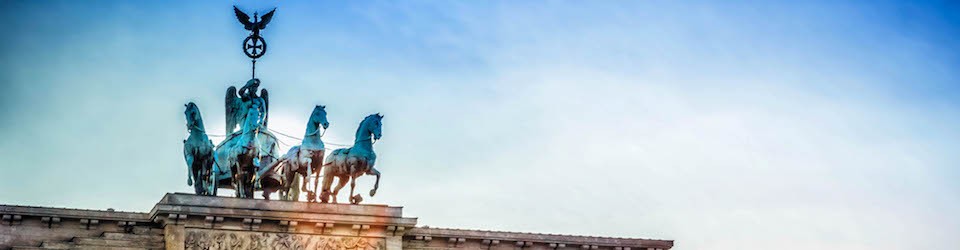 Brandenburger Tor with Quadriga in Berlin at sunset