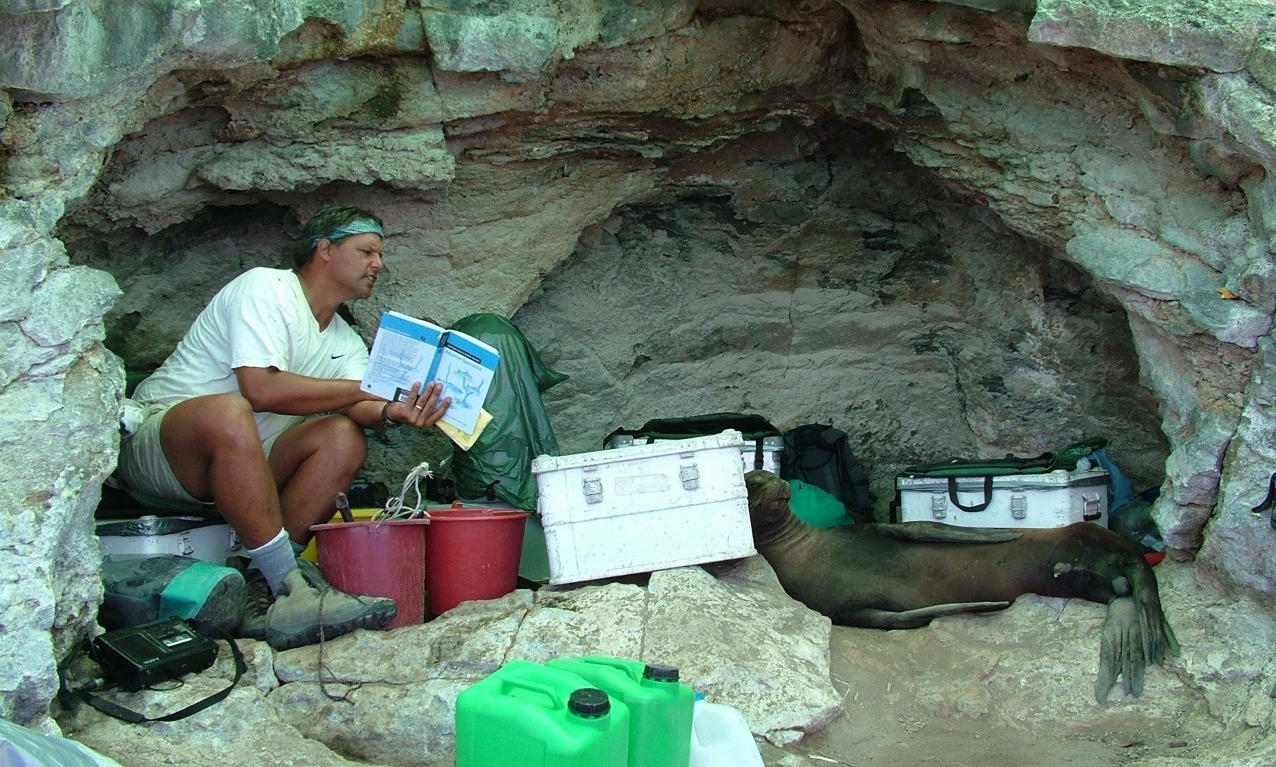 Ken Petren doing research in a cave