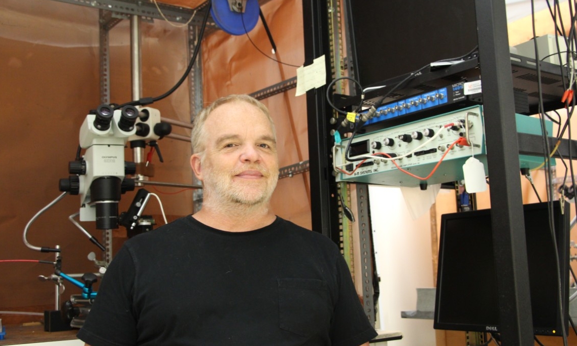 Prof. Layne in his lab with equipment