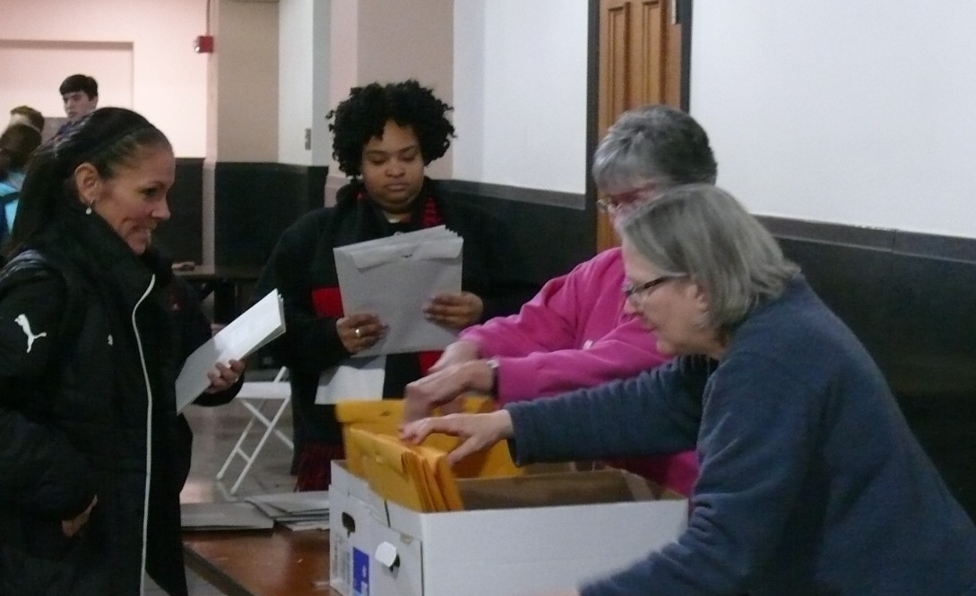 Math Bowl 2018 staff collecting exams