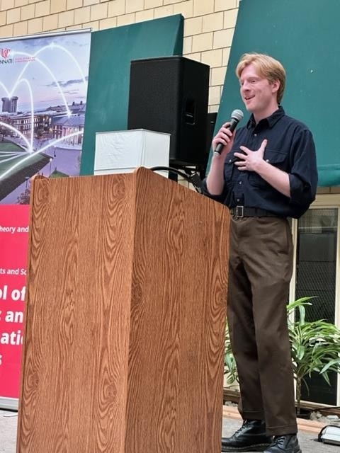 Senior Brendan Pulte delivers a speech about Model UN.