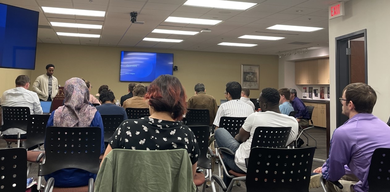 Dr. James Wright delivers a lecture.