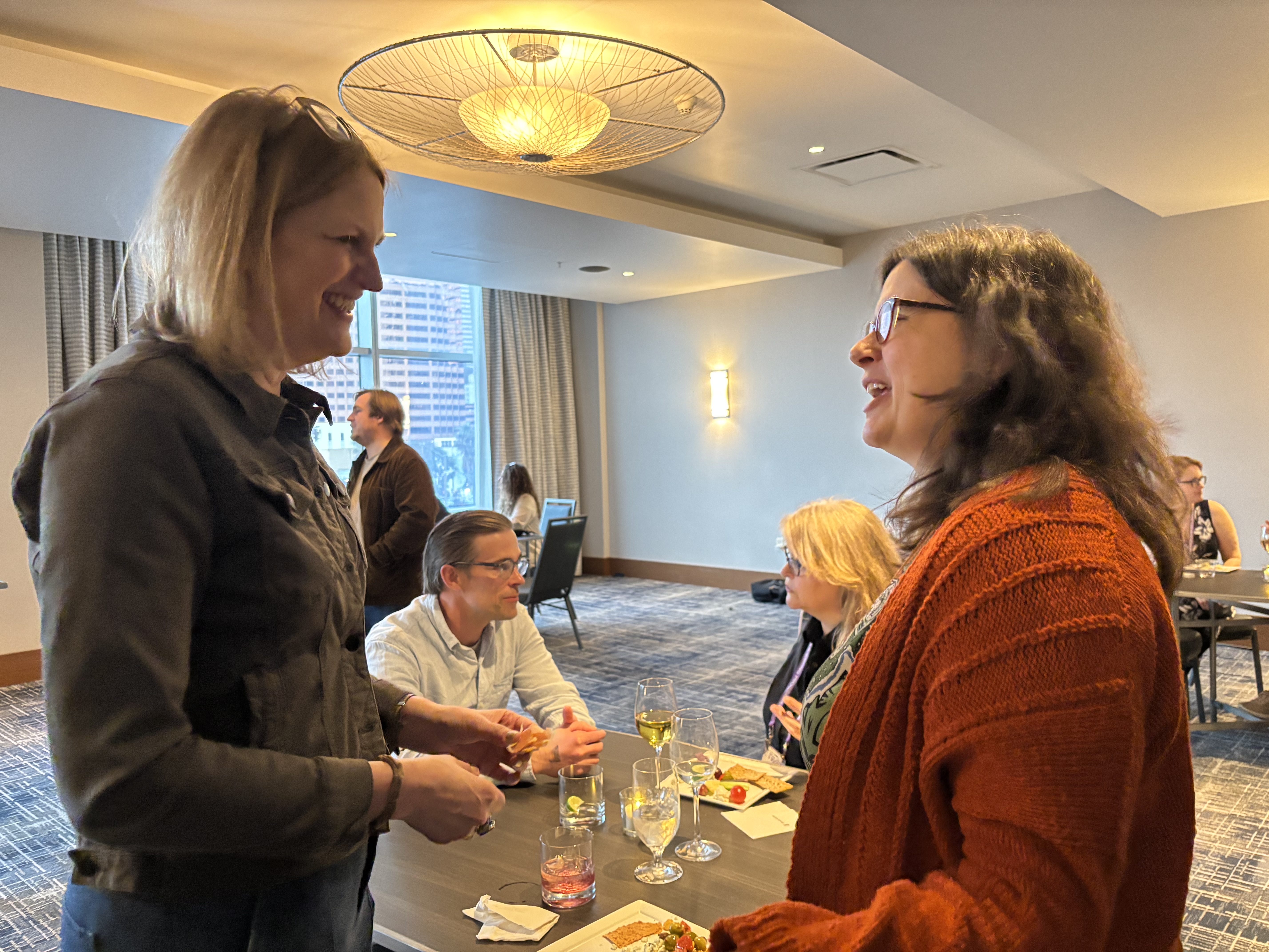Two people at reception 
