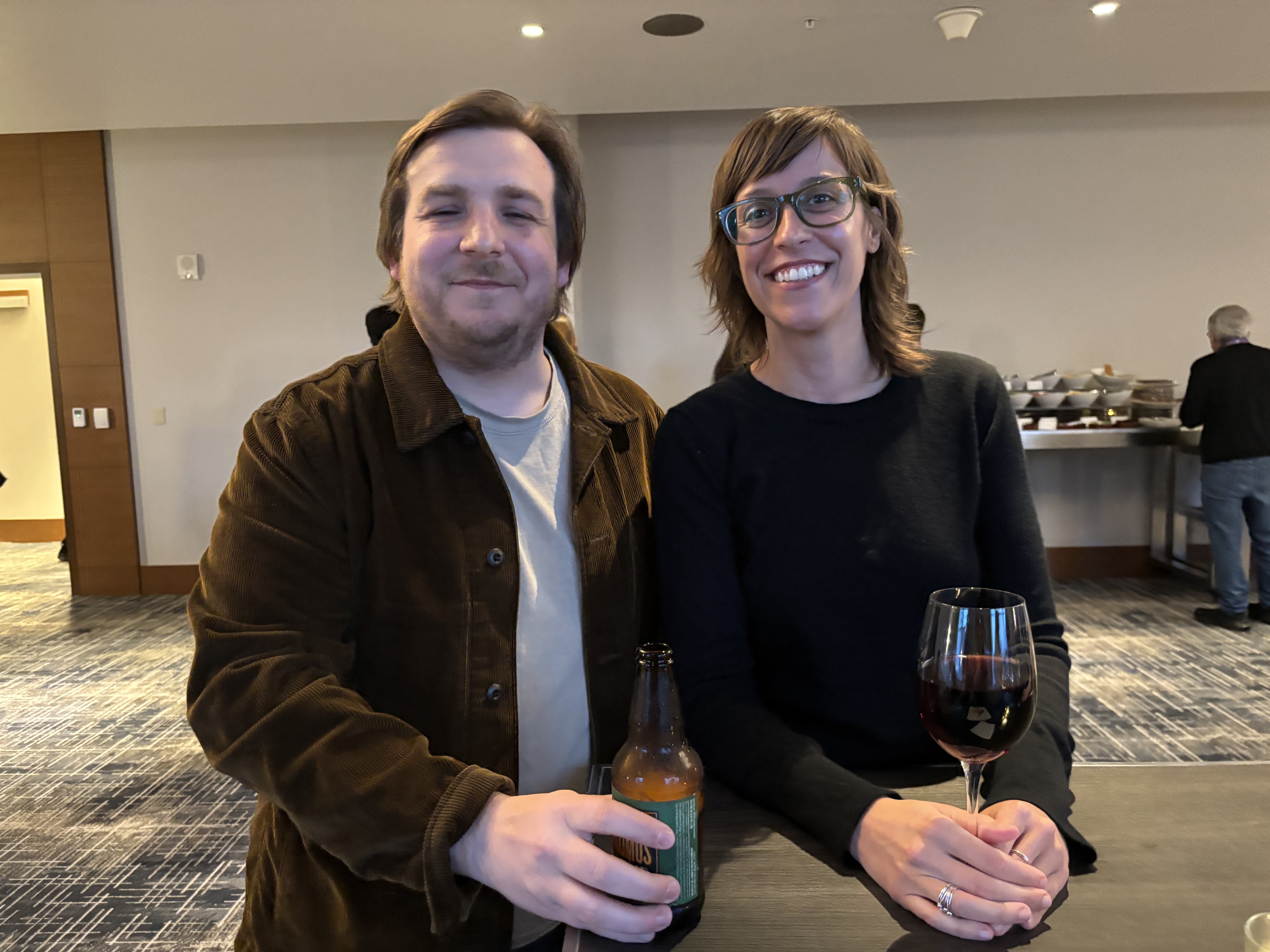 Two people at reception 