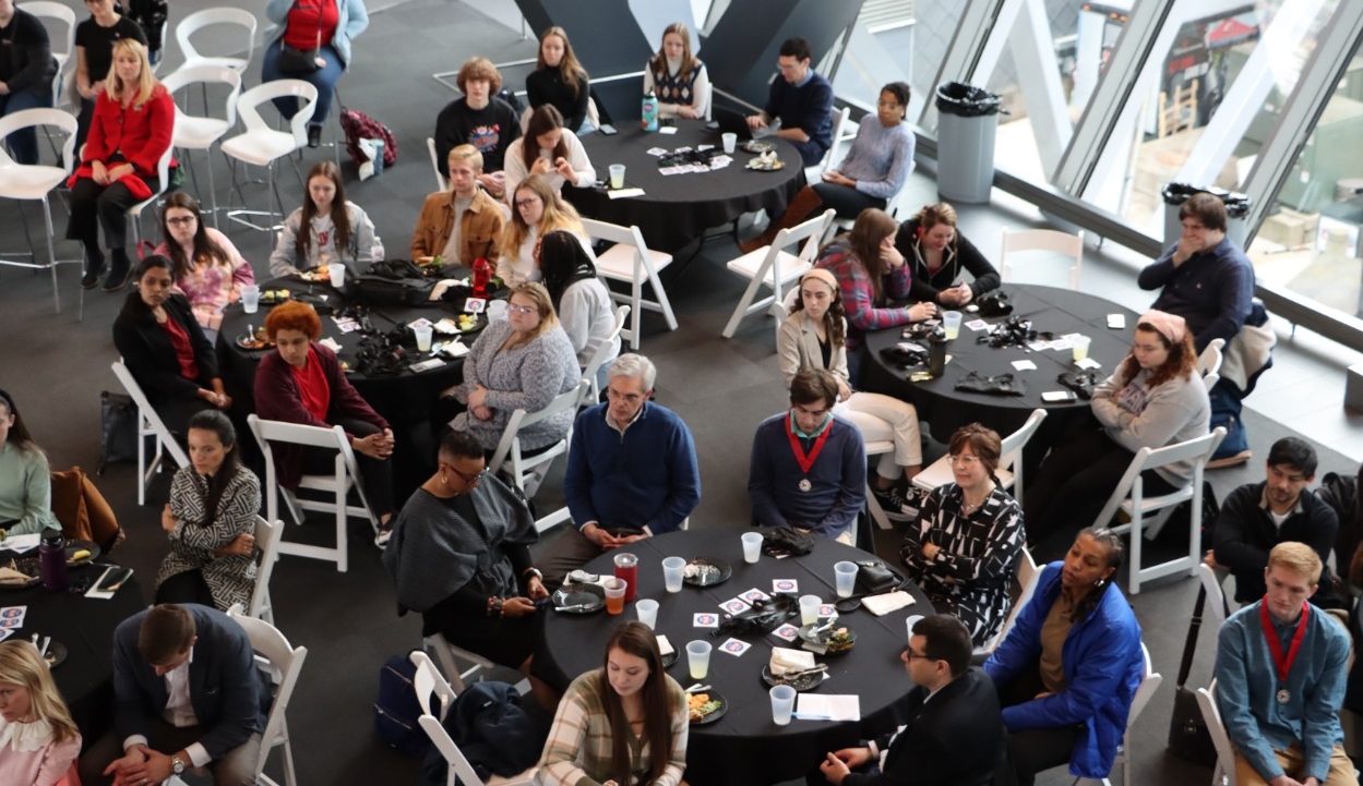 Overhead view of all attendees.